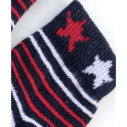 Cute Walk by Babyhug Non Terry Anti Bacterial Ankle Length Socks Stripes & Star Design Pack of 5 - Red Blue & White
