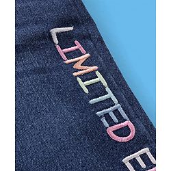 Babyhug 100% Cotton Full Sleeves Solid Colour T-Shirt With Dungaree Text Embroidered - Pink & Indigo