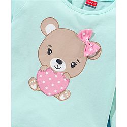 Babyhug 100% Cotton Full Sleeves Top & Skirt Bear Print - Blue & Pink