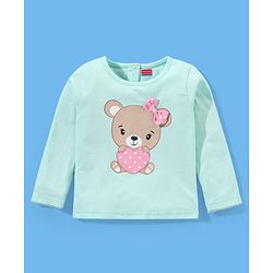 Babyhug 100% Cotton Full Sleeves Top & Skirt Bear Print - Blue & Pink