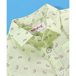 Babyhug 100% Cotton Half Sleeve Shirt Watermelon Print - Green