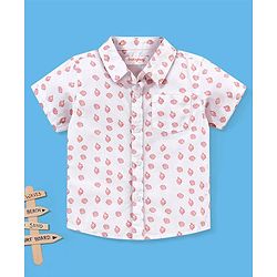 Babyhug 100% Cotton Half Sleeves Shirt Seashell Printed - White