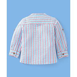 Babyhug Full Sleeves Striped One Pocket Kurta Shirt - Red