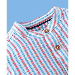 Babyhug Full Sleeves Striped One Pocket Kurta Shirt - Red