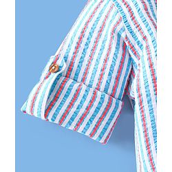 Babyhug Full Sleeves Striped One Pocket Kurta Shirt - Red