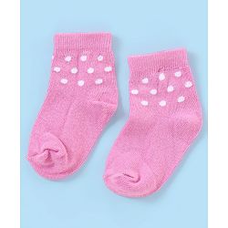 Cute Walk by Babyhug Non Terry Anti Bacterial Ankle Length Striped & Dots Design Socks Pack of 5 - White & Pink