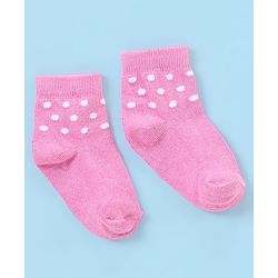Cute Walk by Babyhug Non Terry Anti Bacterial Ankle Length Striped & Dots Design Socks Pack of 5 - White & Pink