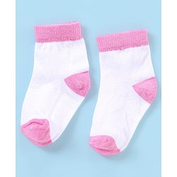 Cute Walk by Babyhug Non Terry Anti Bacterial Ankle Length Striped & Dots Design Socks Pack of 5 - White & Pink