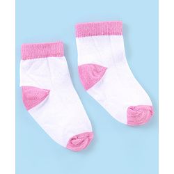Cute Walk by Babyhug Non Terry Anti Bacterial Ankle Length Striped & Dots Design Socks Pack of 5 - White & Pink