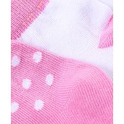Cute Walk by Babyhug Non Terry Anti Bacterial Ankle Length Striped & Dots Design Socks Pack of 5 - White & Pink