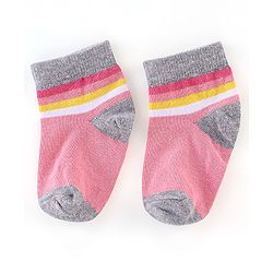 Cute Walk by Babyhug Non Terry Anti Bacterial Ankle Length Socks Unicorn Design Pack of 5 - Pink & White