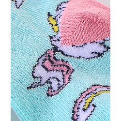 Cute Walk by Babyhug Non Terry Anti Bacterial Ankle Length Socks Unicorn Design Pack of 5 - Pink & White
