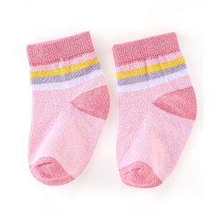 Cute Walk by Babyhug Non Terry Anti Bacterial Ankle Length Socks Unicorn Design Pack of 5 - Pink & White