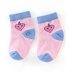 Cute Walk by Babyhug Non Terry Anti Bacterial Ankle Length Socks Unicorn Design Pack of 5 - Pink & White