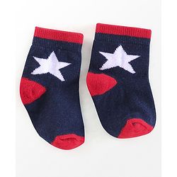 Cutewalk By Babyhug Anti Bacterial Ankle Length Socks Stripes & Star Design Pack Of 5- Navy Blue & Red