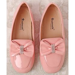Cute walk by Babyhug Slip On Bellies with Bow Applique - Pink