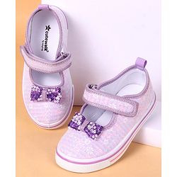 Cute Walk by Babyhug Velcro Closure Casual Shoes With Bow Applique - Purple