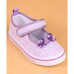 Cute Walk by Babyhug Velcro Closure Casual Shoes With Bow Applique - Purple
