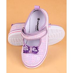 Cute Walk by Babyhug Velcro Closure Casual Shoes With Bow Applique - Purple