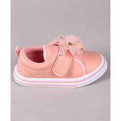 Cute Walk by Babyhug Velcro Closure Casual Shoes With Floral Applique - Pink
