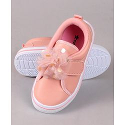 Cute Walk by Babyhug Velcro Closure Casual Shoes With Floral Applique - Pink