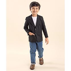 Babyhug Full Sleeves Solid Color Party Wear Blazer - Black
