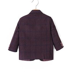 Babyhug Full Sleeves Textured Party Wear Checked Blazer - Purple