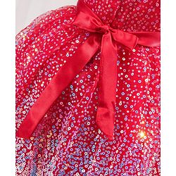 Babyhug Sleeveless Sequined Party Frock with Corsage - Red