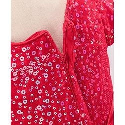 Babyhug Sleeveless Sequined Party Frock with Corsage - Red