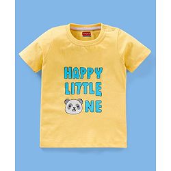 Babyhug Cotton Jersey Half Sleeves T-Shirt Text Print - Yellow