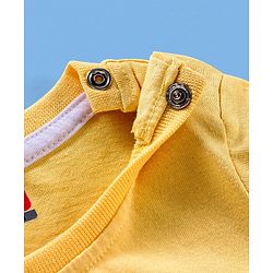 Babyhug Cotton Jersey Half Sleeves T-Shirt Text Print - Yellow