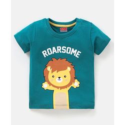 Babyhug 100% Cotton Single Jersey Half Sleeves T-Shirt & Shorts Set Lion Print - Green & Yellow