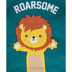 Babyhug 100% Cotton Single Jersey Half Sleeves T-Shirt & Shorts Set Lion Print - Green & Yellow