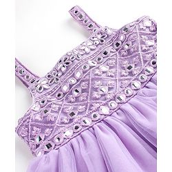 Babyhug Sleeveless Embroidered Ethnic Dress With Mirror Detailing- Lavender