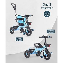 Babyhug Plug & Play Gladiator Tricycle With Parental Push Handle & Cushion Seat - Blue