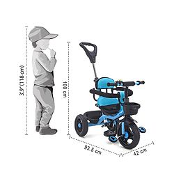 Babyhug Plug & Play Gladiator Tricycle With Parental Push Handle & Cushion Seat - Blue