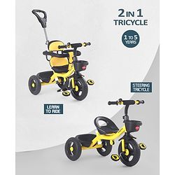 Babyhug Plug & Play Gladiator Tricycle With Parental Push Handle & Cushion Seat - Yellow