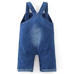 Babyhug Single Jersey Half Sleeves T-Shirt & Denim Dungaree With Text Embroidery - Blue & Orange