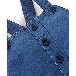 Babyhug Single Jersey Half Sleeves T-Shirt & Denim Dungaree With Text Embroidery - Blue & Orange