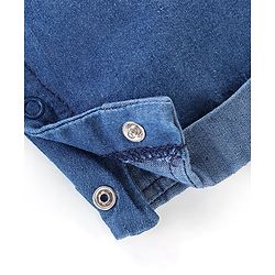 Babyhug Single Jersey Half Sleeves T-Shirt & Denim Dungaree With Text Embroidery - Blue & Orange