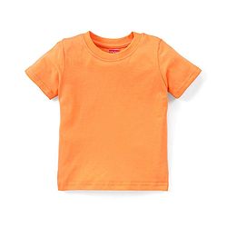 Babyhug 100% Cotton Knit Dungaree and Half Sleeves T-Shirt Set Solid Colour and Fruits Print - Orange & Blue