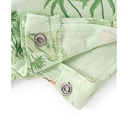 Babyhug Cotton Knit Dungaree and Half Sleeves T-Shirt Set Stripes & Dino Print - Orange & Light Green