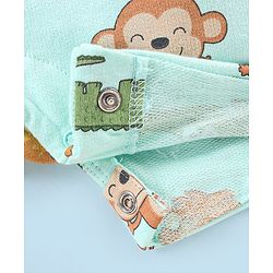 Babyhug 100% Cotton Knit Dungaree and Half Sleeves T-Shirt Set Stripes & Lion Print - Yellow & Light Blue
