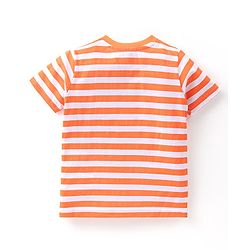Babyhug 100% Cotton Half Sleeves Striped Inner Tee with Dungaree - Blue & Orange