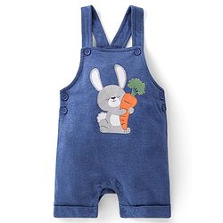 Babyhug 100% Cotton Half Sleeves Striped Inner Tee with Dungaree - Blue & Orange