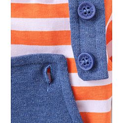 Babyhug 100% Cotton Half Sleeves Striped Inner Tee with Dungaree - Blue & Orange