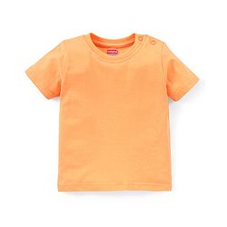 Babyhug 100% Cotton Knit Dungaree and Half Sleeves T-Shirt Set Stripes & Bunny Print - Orange & Purple