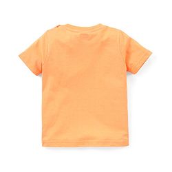 Babyhug 100% Cotton Knit Dungaree and Half Sleeves T-Shirt Set Stripes & Bunny Print - Orange & Purple