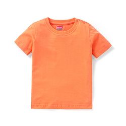 Babyhug 100% Cotton Knit Wild Animals Printed Dungaree with Half Sleeves Solid Colour T-Shirt Set - Orange & Light Blue