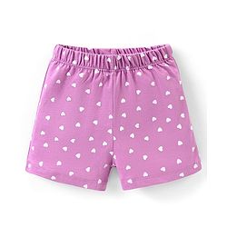 Babyhug Cotton Knit Half Sleeves Night Suit Giraffe Print - Lavender